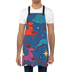 Holiday Reindeer Apron — Colorful Santa Reindeer with Stars