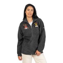 Embroidered Fleece Jacket with Smiling Apple Design