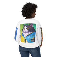Colorful Cat Art Unisex Lightweight Sweatshirt - Fun & Quirky Design for Cat Lovers - planetplanasspace