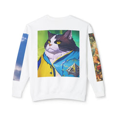 Colorful Cat Art Unisex Lightweight Sweatshirt - Fun & Quirky Design for Cat Lovers - planetplanasspace