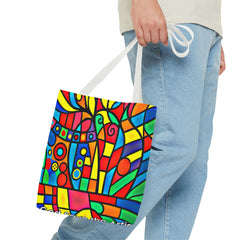 Copy of Tote Bag - Graphic Cubic Style Flowers Designer Weekend Bag with God Safety Artist Logo