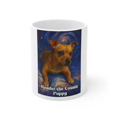 Galactic Puppy Coffee Mug | Cute Dog Lover Gift | Rambo the Cosmic Puppy | Space-Themed Drinkware | Fun Pet Mug