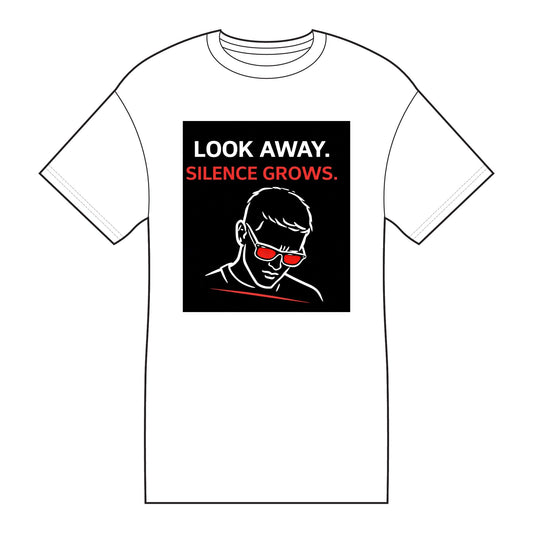 Core Cotton Tee — "Look Away. Silence Grows." Awareness Graphic T-Shirt