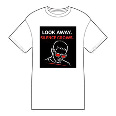 Core Cotton Tee — "Look Away. Silence Grows." Awareness Graphic T-Shirt