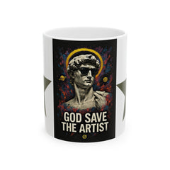 God Save The Artist Ceramic Mug — Retro Statue Art Coffee Cup (11oz/15oz)