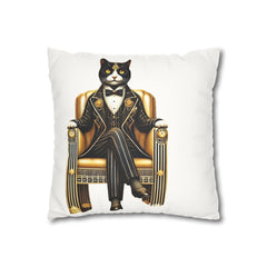 Cat Guitar Faux Suede Pillow Cover — Cool Rocker Cat Decorative Throw Pillowcase