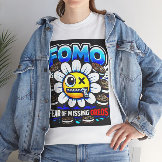 Graphic Tee — 'FOMO: Fear of Missing Oreos' Colorful Flower Art T-Shirt