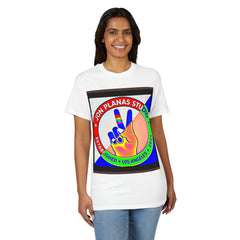 Jon Planas Studio Peace Sign T-Shirt — Rainbow Logo Graphic Tee