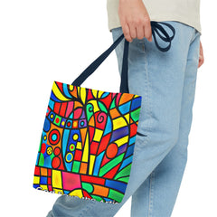Copy of Tote Bag - Graphic Cubic Style Flowers Designer Weekend Bag with God Safety Artist Logo