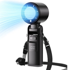 Portable Handheld Turbo Fan - 5 Gear High Speed 4000mAh Rechargeable Mini Personal Hand Fan with Flashlight and Cooling, Travel