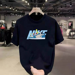 Summer 2026 Hot Men's Short Sleeve T-shirt Round Neck Black Youth Loose Fashion Top