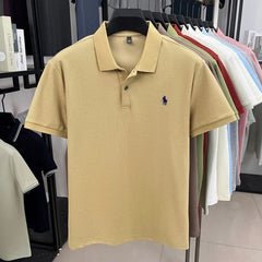 100% pure cotton high-end brand men's short sleeve polo shirt 2026 summer luxury fashion pony embroidery golf top casual T-shirt