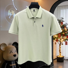100% pure cotton high-end brand men's short sleeve polo shirt 2026 summer luxury fashion pony embroidery golf top casual T-shirt