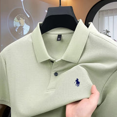 100% pure cotton high-end brand men's short sleeve polo shirt 2026 summer luxury fashion pony embroidery golf top casual T-shirt