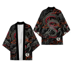Oversize 3XL 4XL 5XL Japanese Kimono Cardigan Traditional Men's Samurai Cosplay Costume Chinese Style Print Dragon Yukata Haori