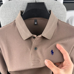 100% pure cotton high-end brand men's short sleeve polo shirt 2026 summer luxury fashion pony embroidery golf top casual T-shirt