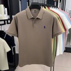 100% pure cotton high-end brand men's short sleeve polo shirt 2026 summer luxury fashion pony embroidery golf top casual T-shirt