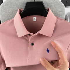 100% pure cotton high-end brand men's short sleeve polo shirt 2026 summer luxury fashion pony embroidery golf top casual T-shirt