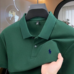 100% pure cotton high-end brand men's short sleeve polo shirt 2026 summer luxury fashion pony embroidery golf top casual T-shirt