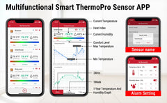 TempPro TP359 80M Bluetooth Wireless Room Digital Thermometer Hygrometer Indoor Thermometer Temperature and Humidity Monitor