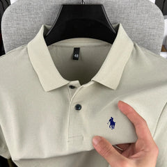 100% pure cotton high-end brand men's short sleeve polo shirt 2026 summer luxury fashion pony embroidery golf top casual T-shirt