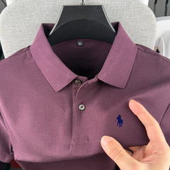 100% pure cotton high-end brand men's short sleeve polo shirt 2026 summer luxury fashion pony embroidery golf top casual T-shirt