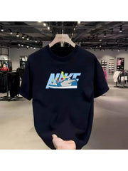 Summer 2026 Hot Men's Short Sleeve T-shirt Round Neck Black Youth Loose Fashion Top