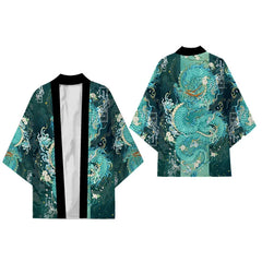 Oversize 3XL 4XL 5XL Japanese Kimono Cardigan Traditional Men's Samurai Cosplay Costume Chinese Style Print Dragon Yukata Haori
