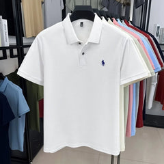 100% pure cotton high-end brand men's short sleeve polo shirt 2026 summer luxury fashion pony embroidery golf top casual T-shirt