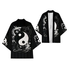Oversize 3XL 4XL 5XL Japanese Kimono Cardigan Traditional Men's Samurai Cosplay Costume Chinese Style Print Dragon Yukata Haori