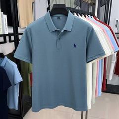 100% pure cotton high-end brand men's short sleeve polo shirt 2026 summer luxury fashion pony embroidery golf top casual T-shirt