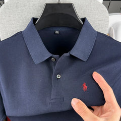 100% pure cotton high-end brand men's short sleeve polo shirt 2026 summer luxury fashion pony embroidery golf top casual T-shirt