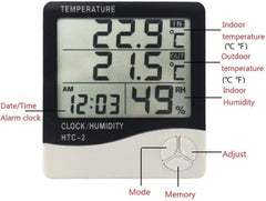 LCD Digital Temperature Humidity Meter HTC-2/HTC-1 Home Indoor Outdoor Hygrometer Thermometer Weather Station with Clock