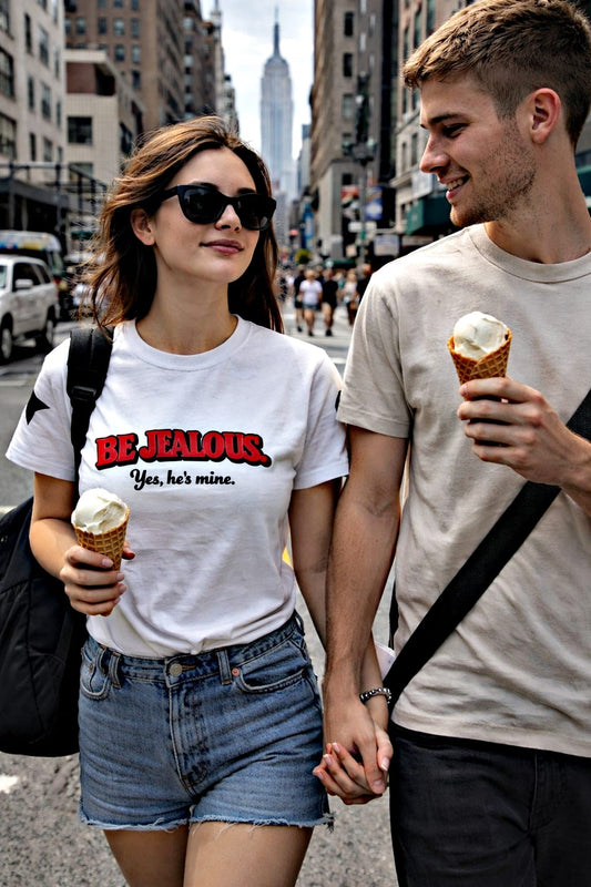 Be Jealous Tee — "Be Jealous. Yes, he’s mine." Graphic Cotton T‑Shirt