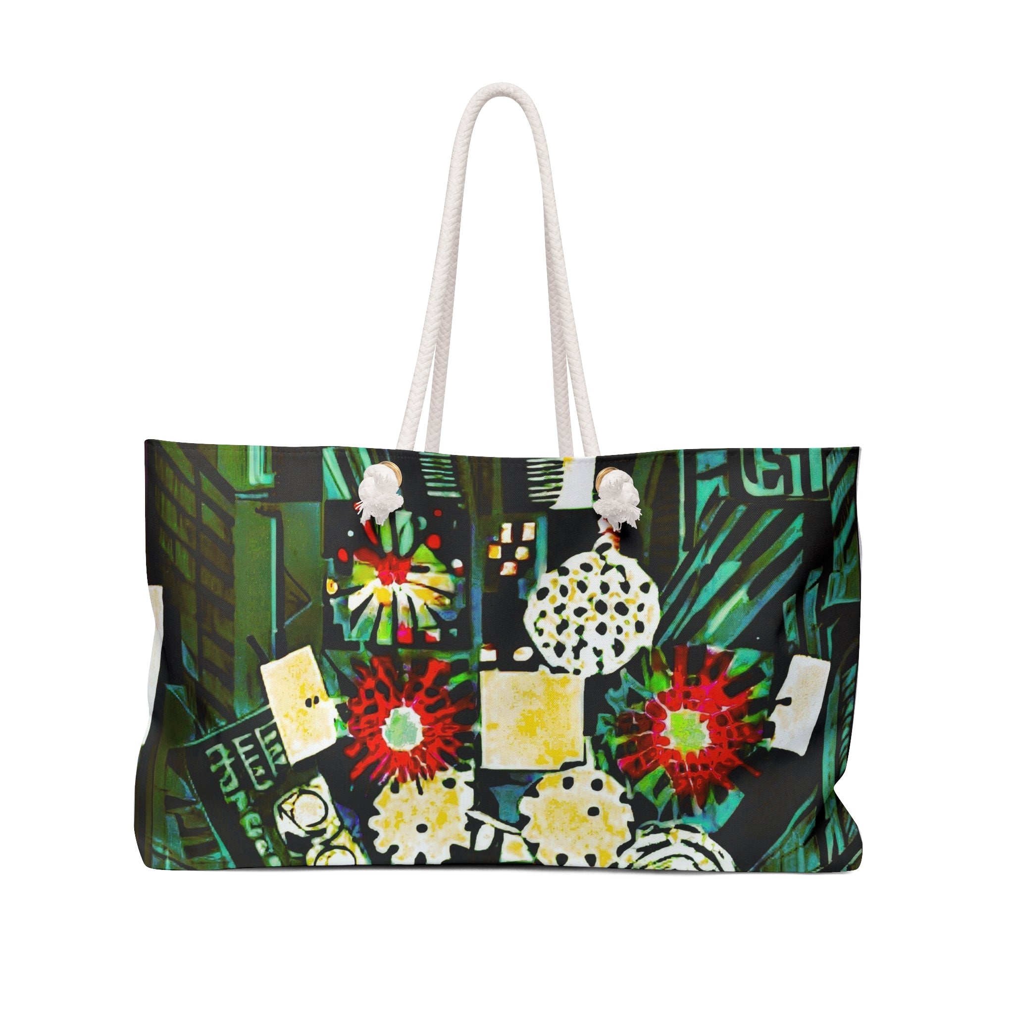 Vibrant Art Weekender Bag – Stylish Travel Tote with Urban Floral Design