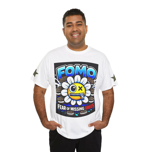 Graphic Tee — 'FOMO: Fear of Missing Oreos' Colorful Flower Art T-Shirt