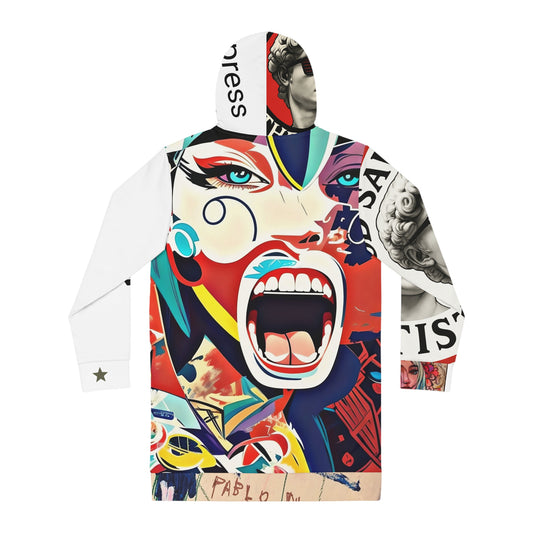 Bold Art Printed Women's Hoodie Dress - Unique Fashion Statement for Creative Souls, Ideal for Casual Outings, Art Lovers, Festivals, [...] - planetplanasspace