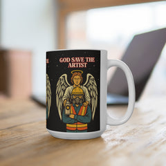 Mug — "God Save the Artist" Illustrated Protective-Worker 15oz Coffee Mug