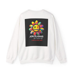 Crewneck Sweatshirt — 'Live • Love • Art' Colorful Street Art Cat Design