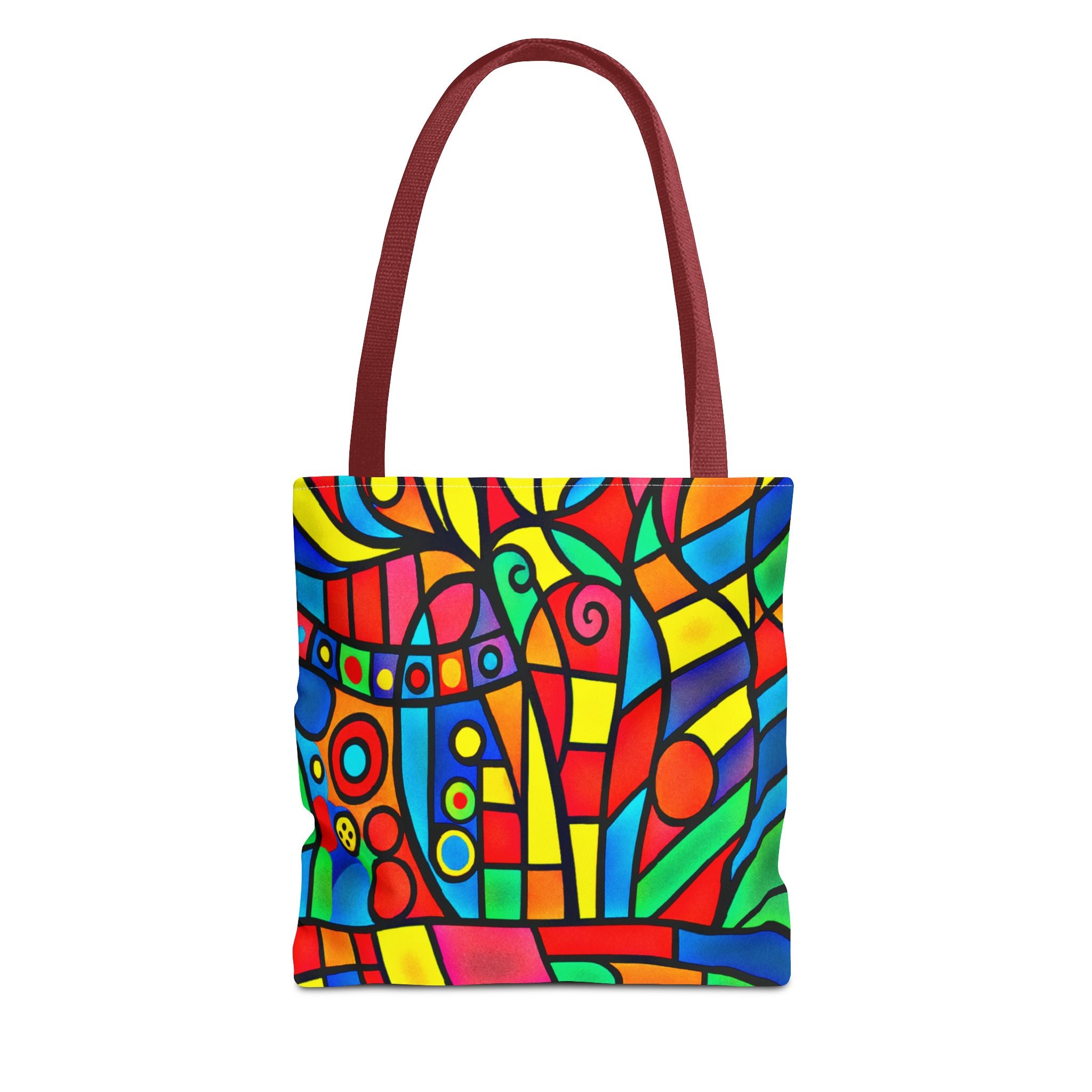 Tote Bag - Graphic Cubic Style Flowers Designer Weekend Bag with God Safety Artist Logo