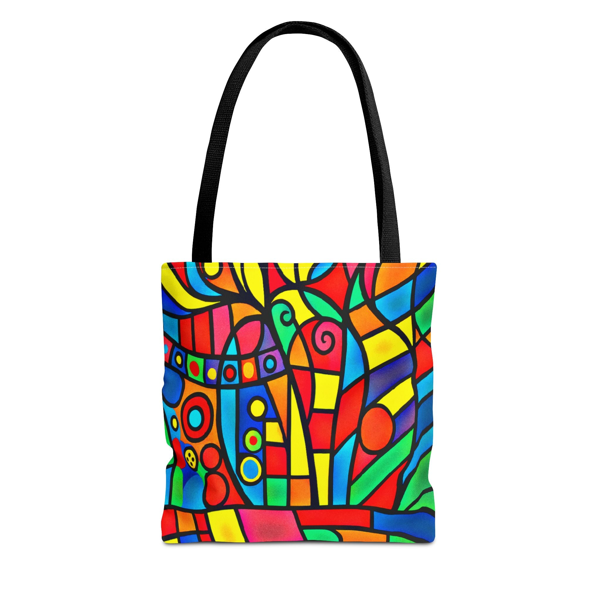 Tote Bag - Graphic Cubic Style Flowers Designer Weekend Bag with God Safety Artist Logo