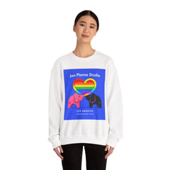 Pride Heart Elephants Crewneck Sweatshirt — "Jon Planas Studio" Rainbow Design