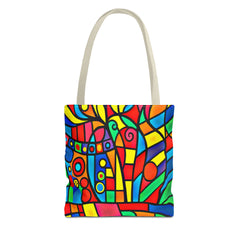 Copy of Tote Bag - Graphic Cubic Style Flowers Designer Weekend Bag with God Safety Artist Logo