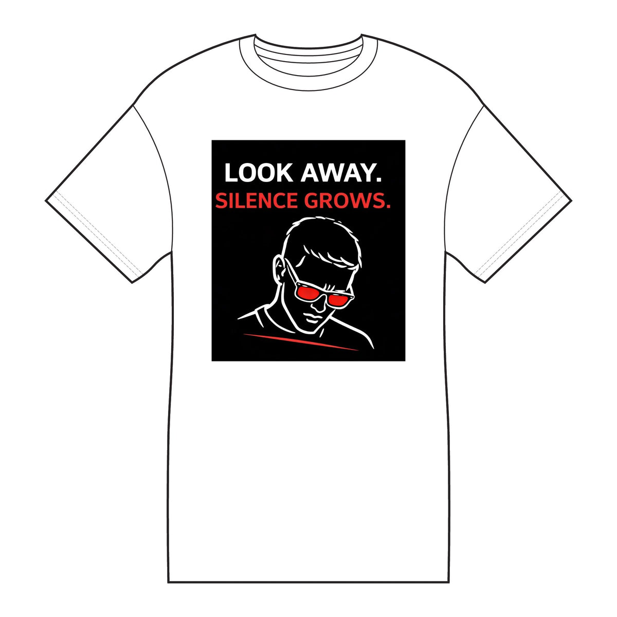 Core Cotton Tee — "Look Away. Silence Grows." Awareness Graphic T-Shirt