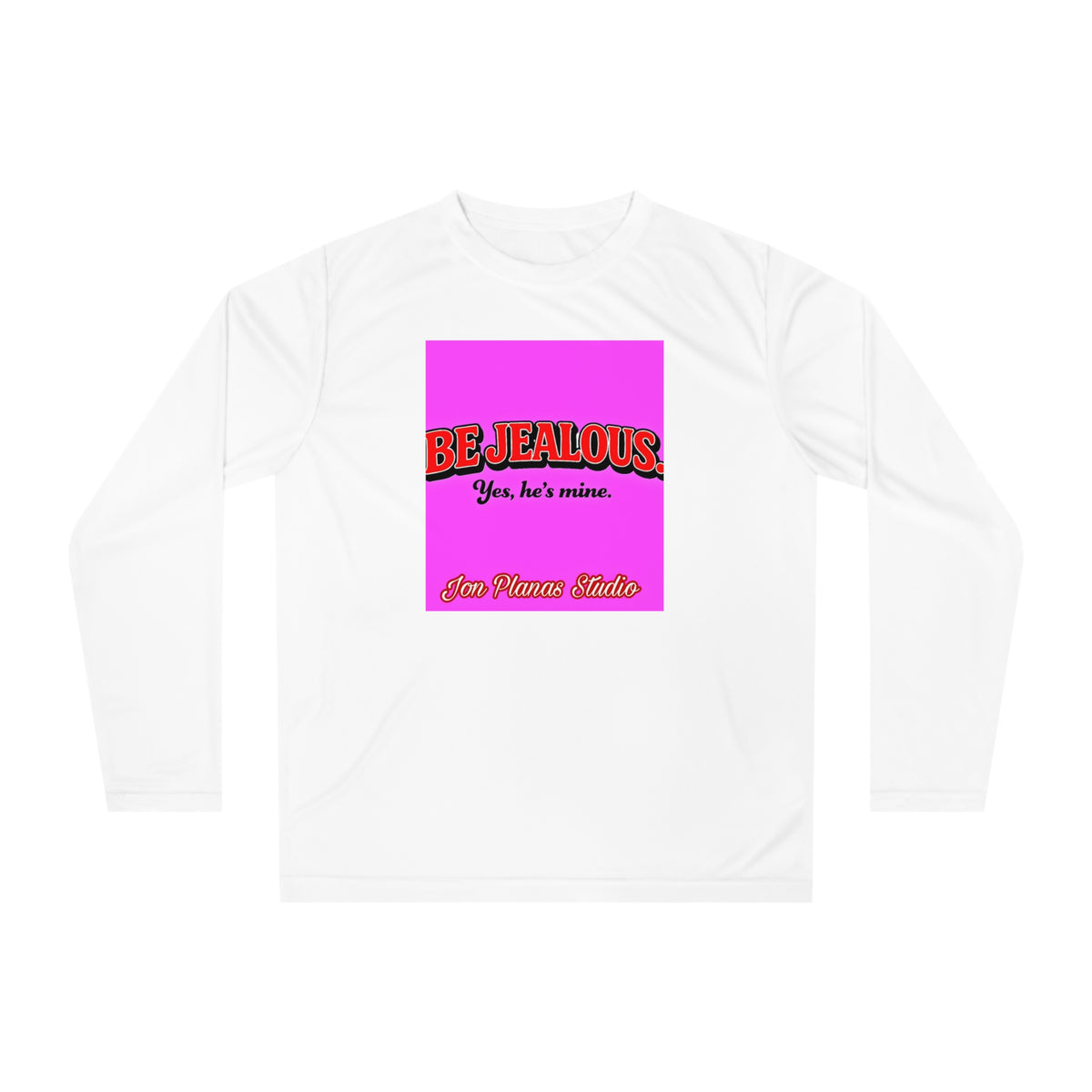 Be Jealous Performance Long Sleeve Shirt — Retro Pink Graphic