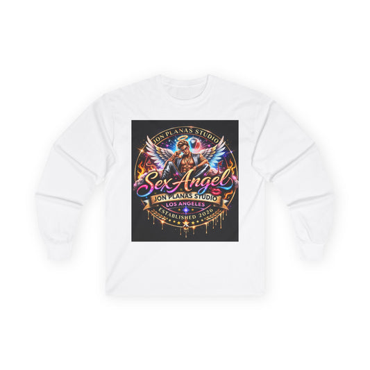 Sex Angel Graphic Long Sleeve Tee — Bold Retro Motorcycle Club Design
