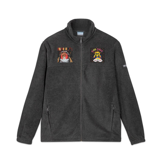 Embroidered Fleece Jacket with Smiling Apple Design