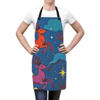Holiday Reindeer Apron — Colorful Santa Reindeer with Stars
