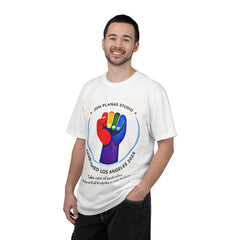 Rainbow Fist Graphic T-Shirt — "Take Care of Each Other" Statement Tee