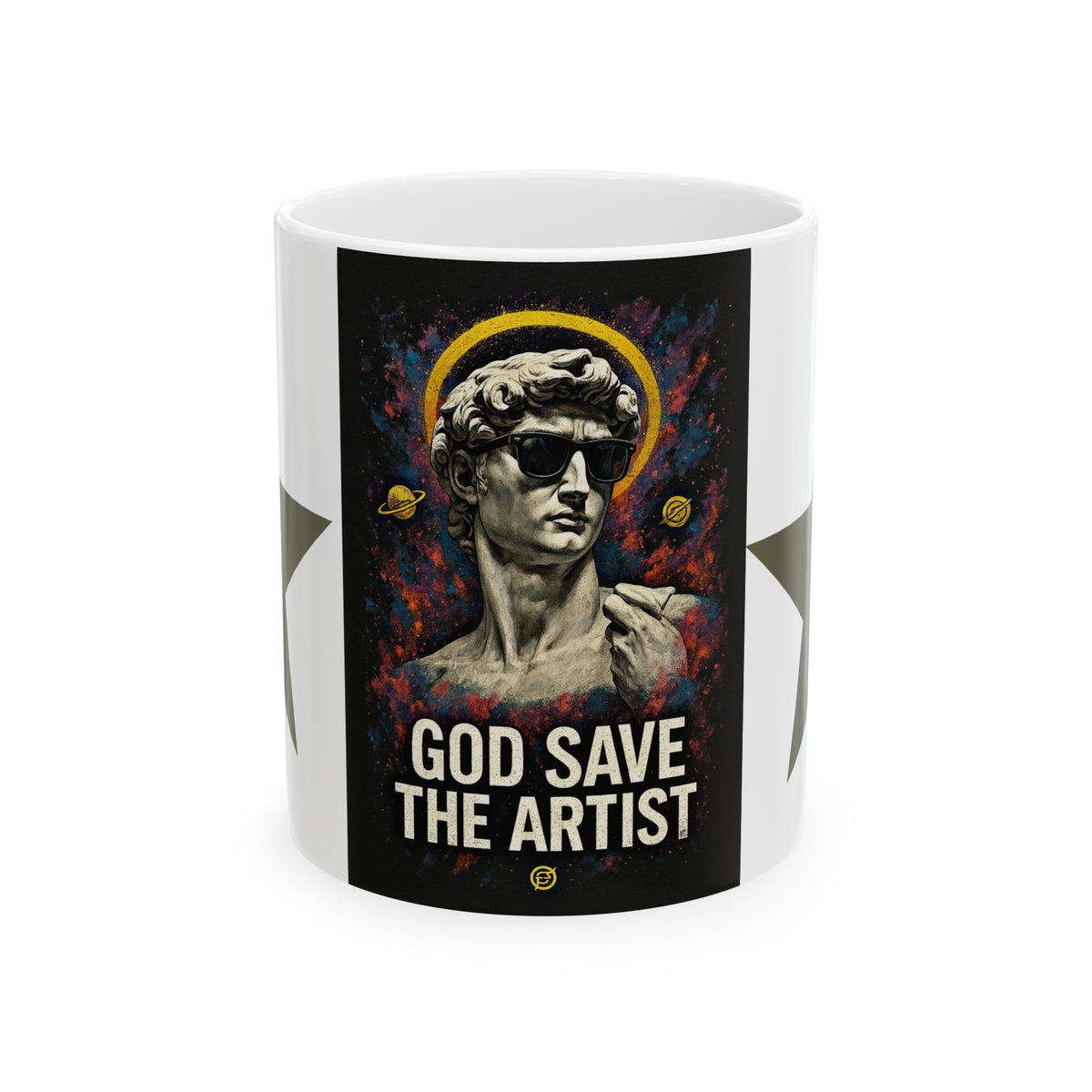 God Save The Artist Ceramic Mug — Retro Statue Art Coffee Cup (11oz/15oz)
